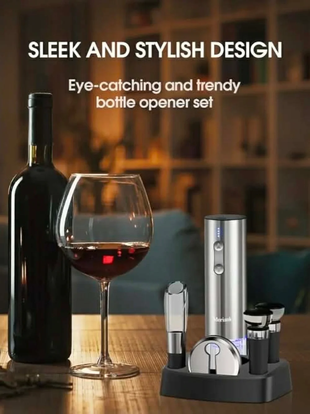 Moriank Wine Gift Set - Silver 6-in-1 Automatic Bottle Opener